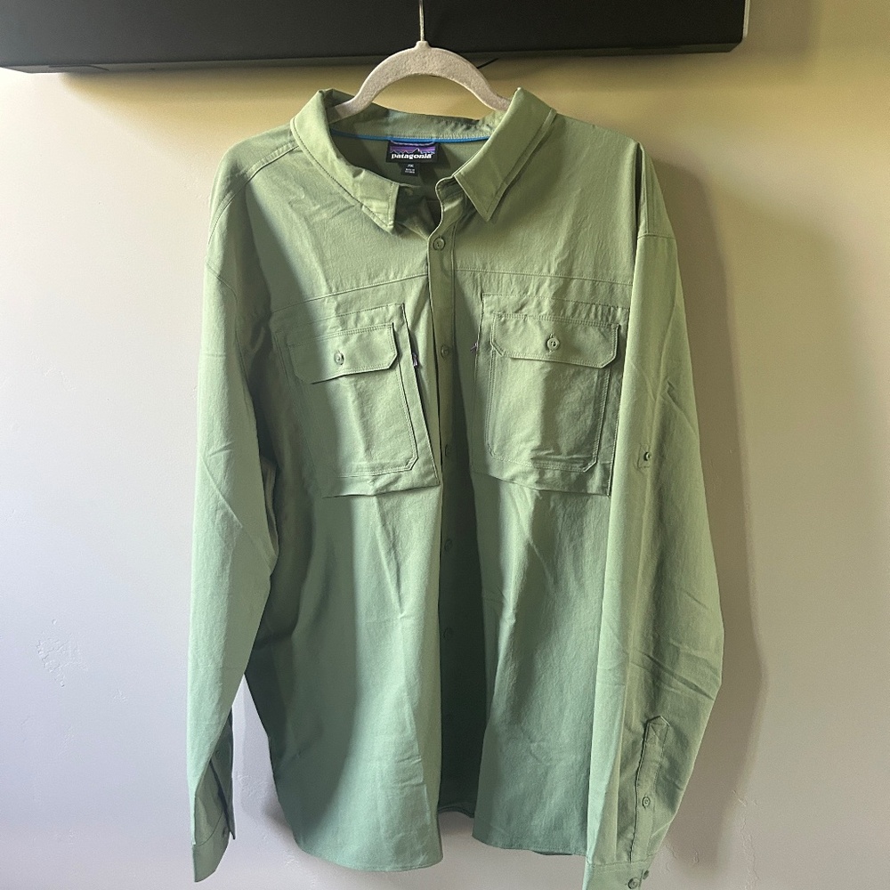 Patagonia Men's‎ Size XXL Button Down Green Long Sleeve Shirt NWOT